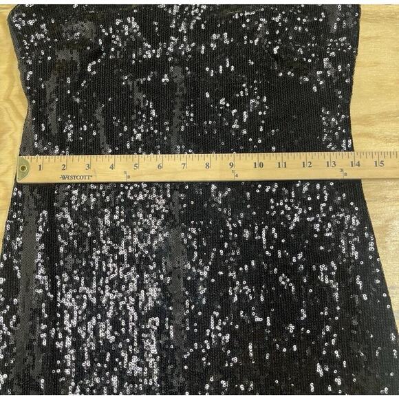 Bebe Sequin Mini Dress Black Size 4 Party Occasion Bodycon Club - Picture 12 of 14